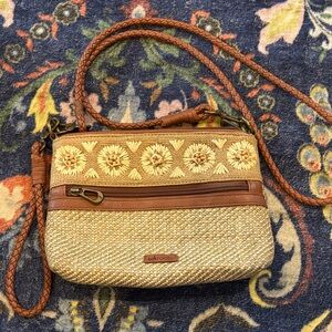Sakroots Woven Tan and Brown Crossbody Bag Campus Mini Boho